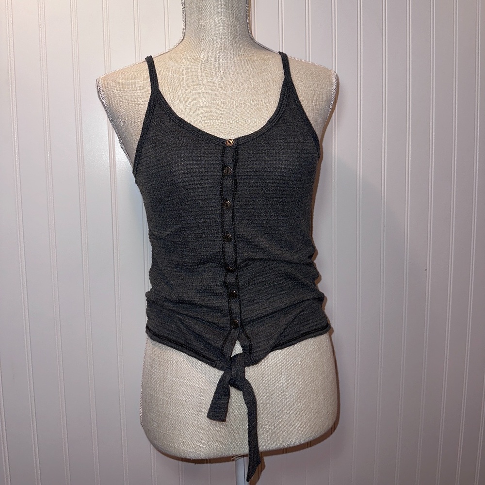 Grey Buttoned Tie Top